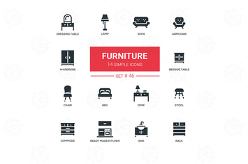Furniture - line design icons set