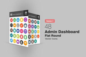 48 Admin Dashboard Flat Round Icons Season II
