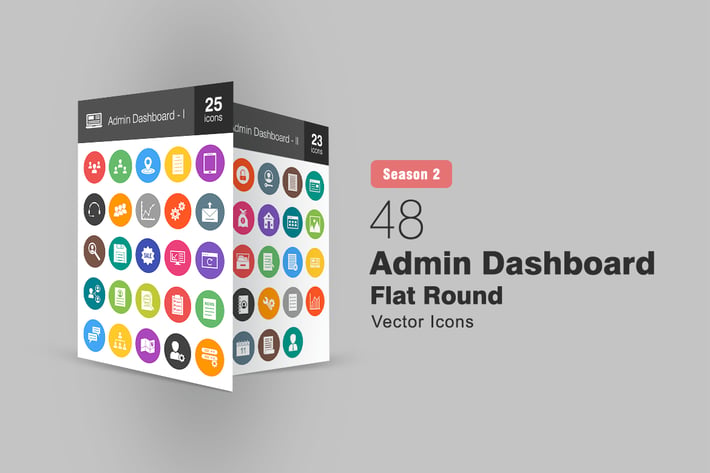 48 Admin Dashboard Flat Round Icons Season II