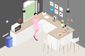 Smart Home Kitchen Isometric Illustration