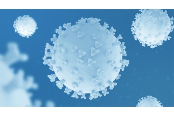 Coronavirus ( Covid - 19 ) Blue White Background