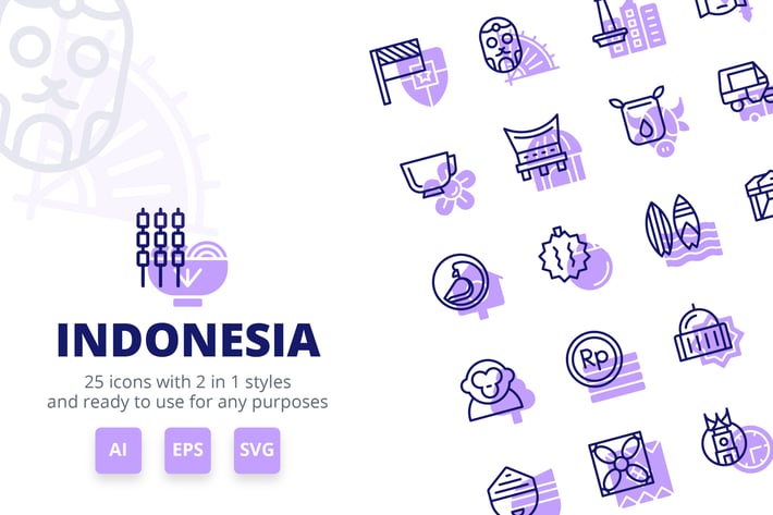 Indonesia Icons (Line and Solid)