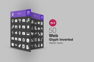 50 Web Glyph Inverted Icons
