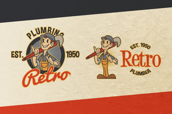 Retro Vintage Cartoon Plumber Mascot Logo