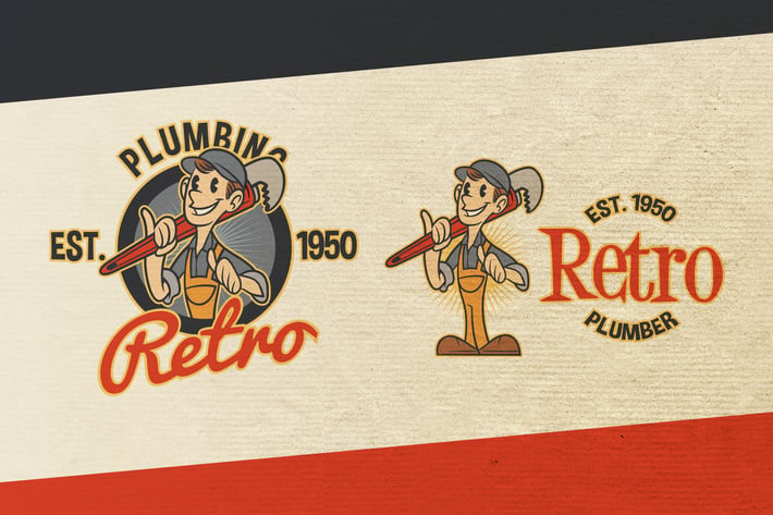 Retro Vintage Cartoon Plumber Mascot Logo