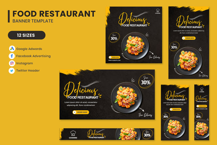 Food Restaurant Banner Set Template