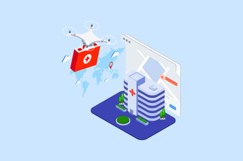 Drones Delivery Isometric Illustration - T2