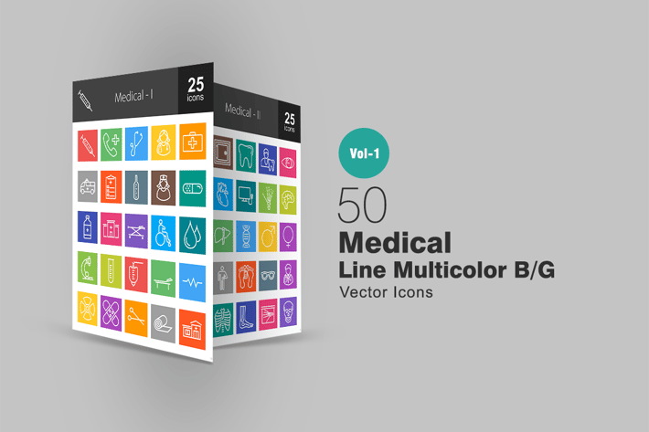 50 Medical Line Multicolor Icons