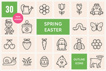 Flowers and Spring Outline icons