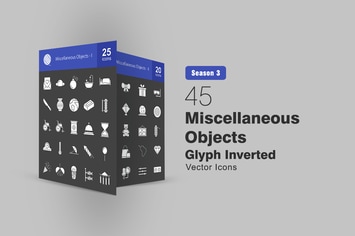 45 Miscellaneous Objects Glyph Inverted Icons