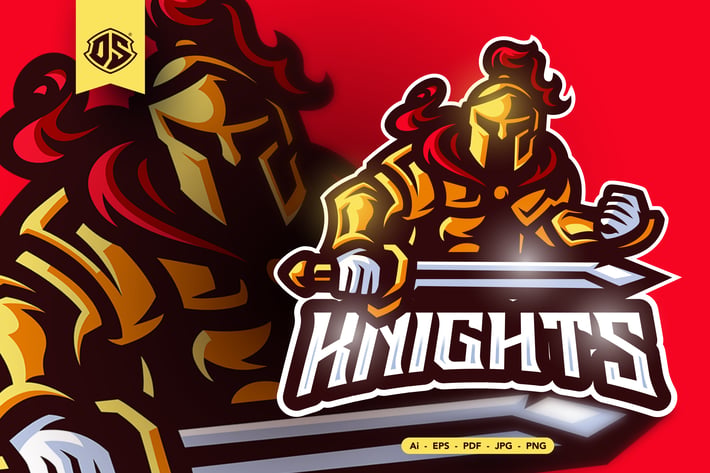 Gold Knight Esport Mascot Logo