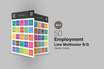 50 Employment Line Multicolor Icons