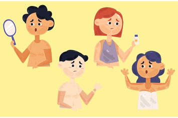 People with Sunburn Illustration