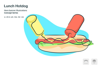 Lunch Hotdog Meal Vector Illustration