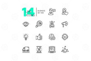 Business - modern single line icons set