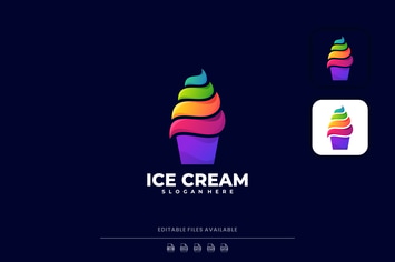 Ice Cream Gradient Colorful Logo