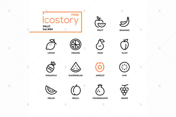 Fruit - modern line design style icons set