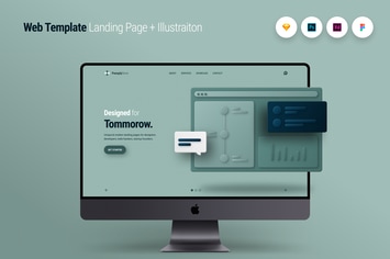 Web Template Landing Page + Illustraiton 1