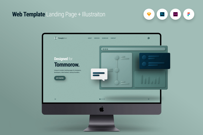 Web Template Landing Page + Illustraiton 1