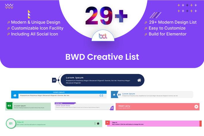 Creative List addon for elementor