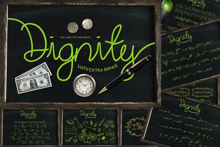 Dignity Monoline Cursive Script Font