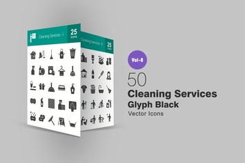 50 Cleaning Services Glyph Icons