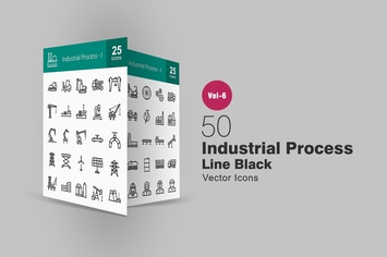 50 Industrial Process Line Icons