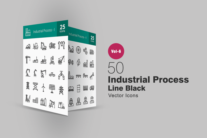50 Industrial Process Line Icons