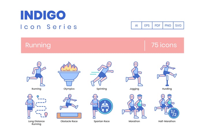 75 Running Line Icons