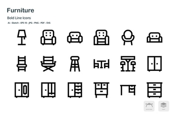 Furniture Mini Bold Line Vector icons