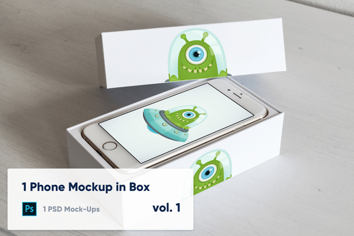 1 Phone Mockup in Paper Box - Vol. 1