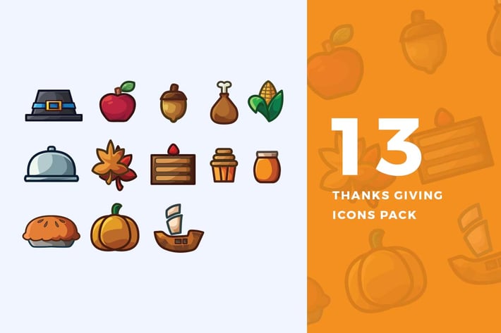 13 Thanks Giving Icons Pack