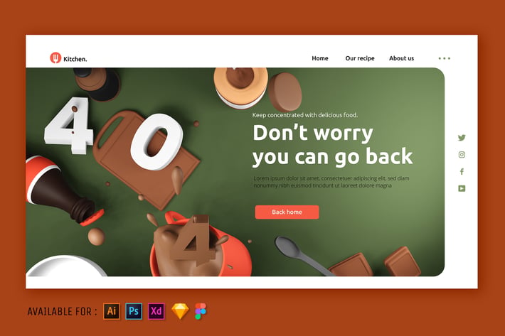 404 Page Error - Web 3D Illustration