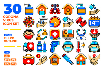 Coronavirus Icon Set (Filled Outline)
