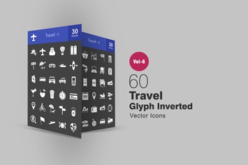 60 Travel Glyph Inverted Icons