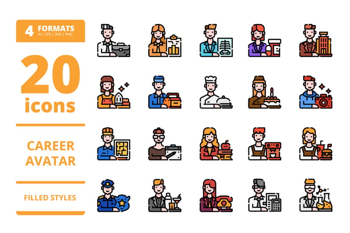 Career avatar Filled icons packs