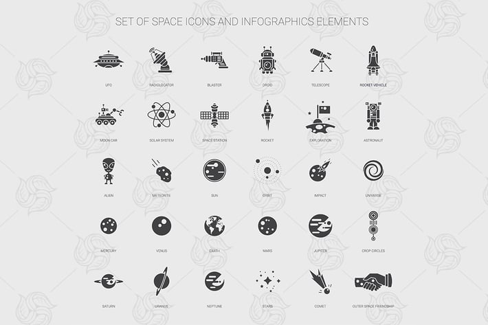 Space - modern flat design icon set