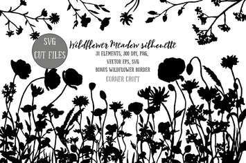 Flower Meadow Illustration PNG, SVG, EPS