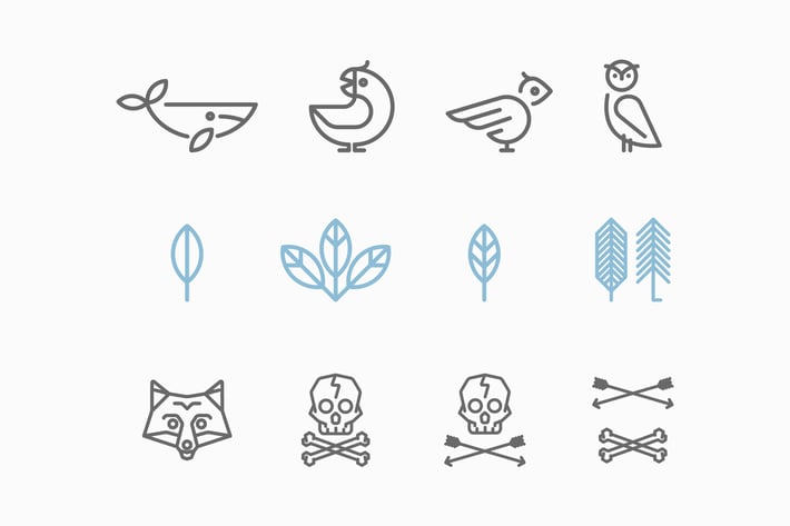 Logo with the Animals in the Style of Hipster. Tre