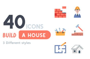 40 Build a house icon set