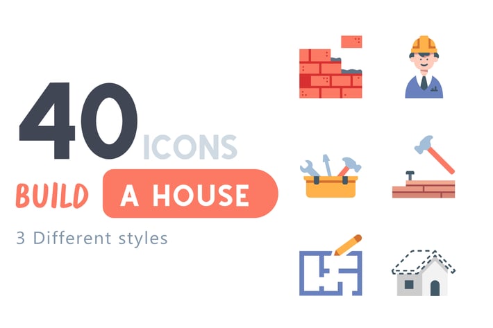 40 Build a house icon set