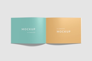 A4 Landscape Brochure Mockup Top Angle View