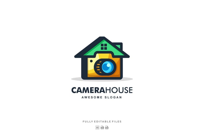 Home and Camera Color Line Art Logo