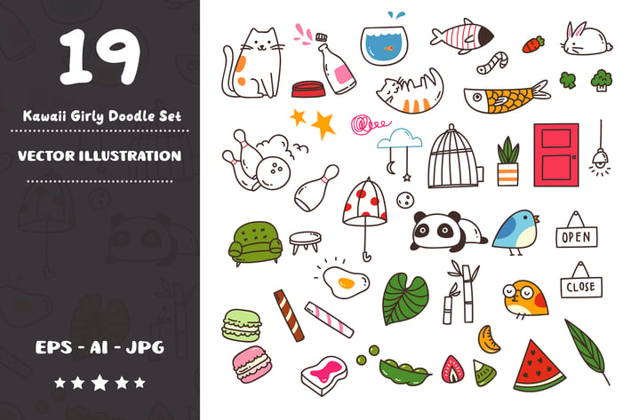 Kawaii Girly Doodle Set