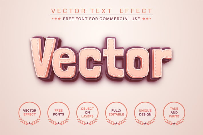Sewing stitch - editable text effect, font style