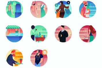 Shopping Curvy People Concept Illustrations