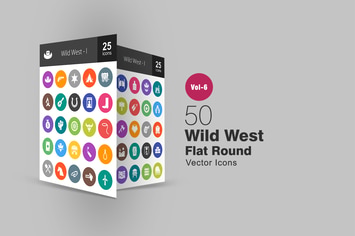 50 Wild West Glyph Multicolor BG  Icons