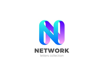 Letter N Logo design 3D Ribbon style