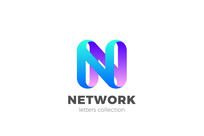 Letter N Logo design 3D Ribbon style