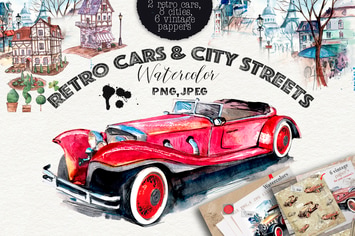 Retro cars & cities streets